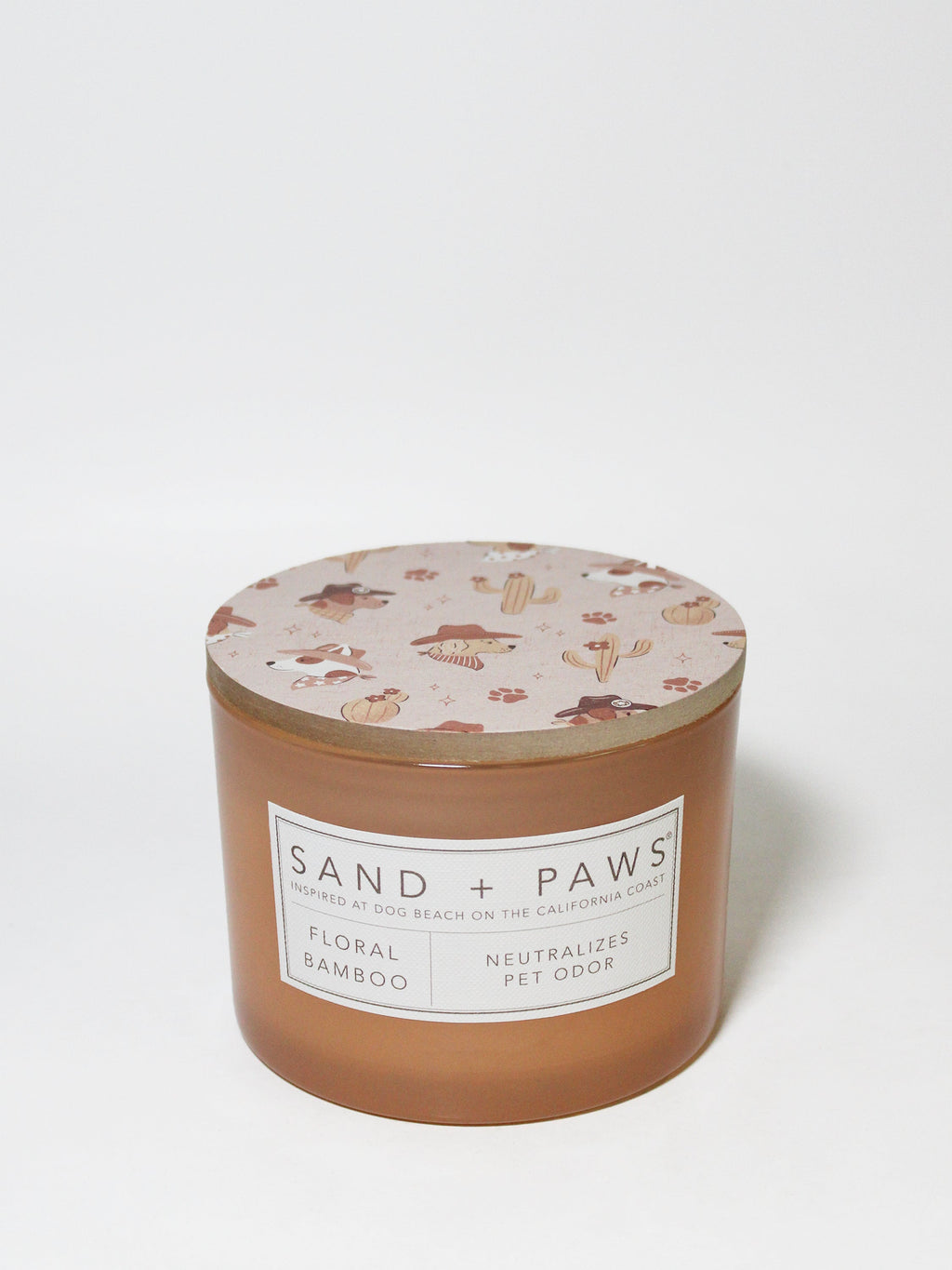 Sand + Paws Floral Bamboo Hand-poured 12 oz scented candle