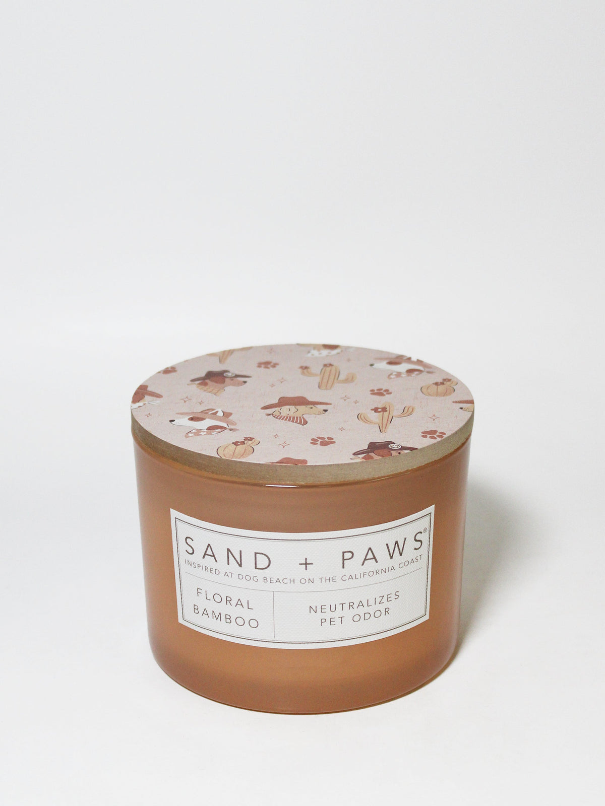 Sand + Paws Floral Bamboo Hand-poured 12 oz scented candle