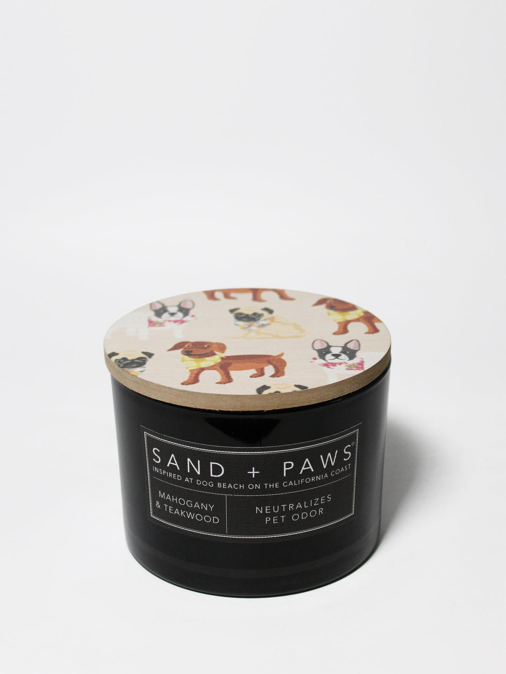 Sand + Paws Mahogany & Teakwood Hand-poured 12 oz scented candle