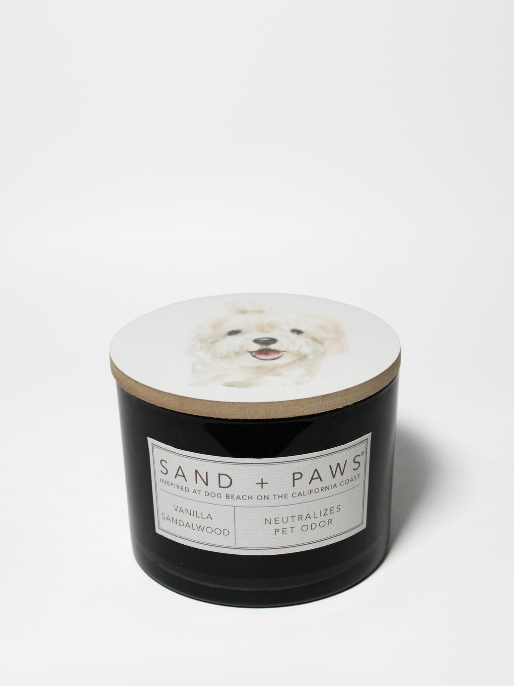 Sand + Paws Vanilla Sandalwood Hand-poured 12 oz scented candle