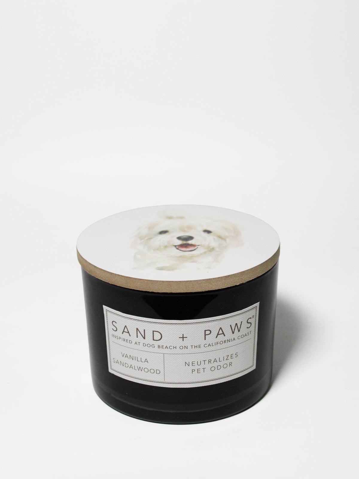 Sand + Paws Vanilla Sandalwood Hand-poured 12 oz scented candle