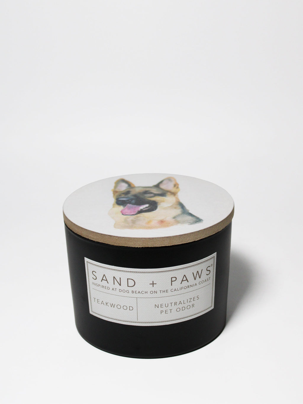 Sand + Paws Teakwood Hand-poured 12 oz scented candle