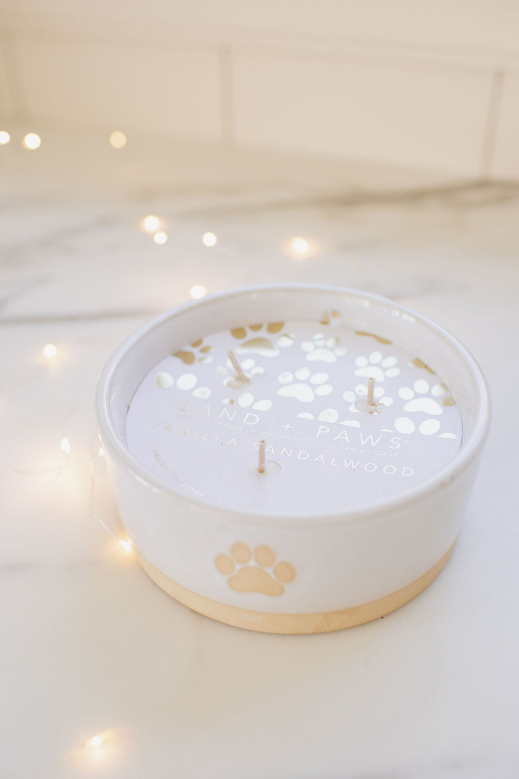 Sand + Paws Vanilla Sandalwood Hand-poured 12 oz scented candle