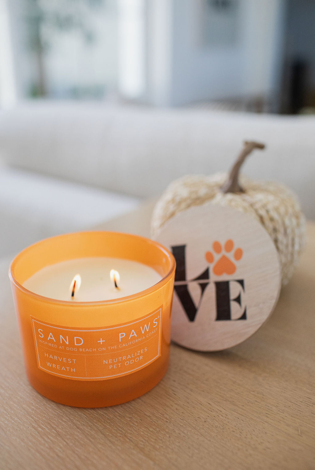 Sand + Paws Harvest Wreath Hand-poured 12 oz scented candle