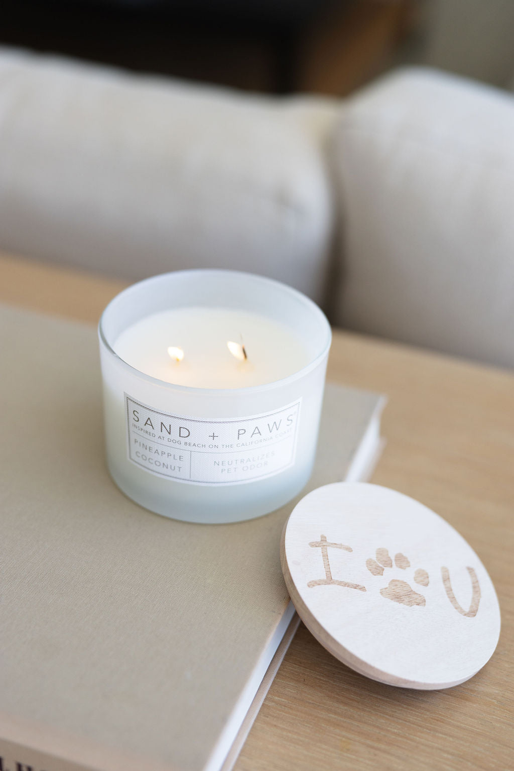 Sand + Paws Pineapple Coconut Hand-poured 12 oz scented candle