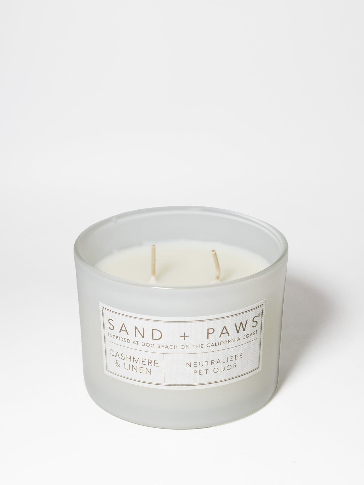Sand + Paws Cashmere & Linen Hand-poured 12 oz scented candle