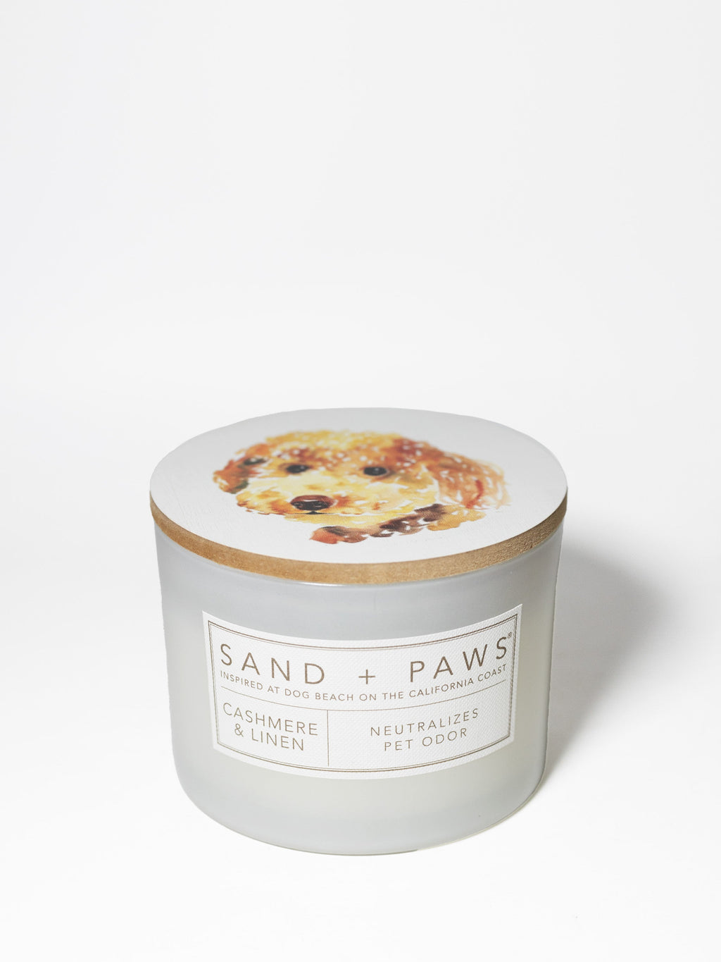 Sand + Paws Cashmere & Linen Hand-poured 12 oz scented candle